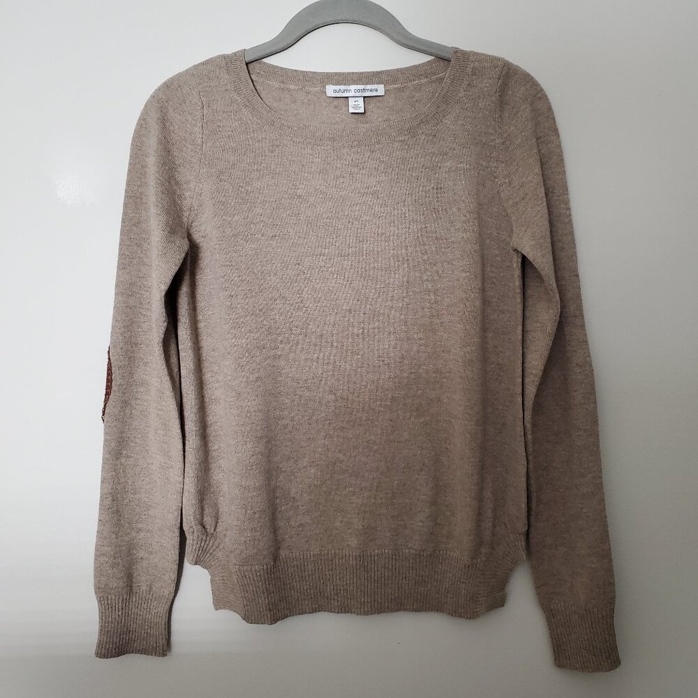 NEW Autumn Cashmere 100% Cashmere Sweater with Suede Elbow Patches XS